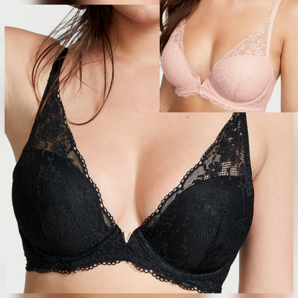 VICTORIAS SECRET Lightly Lined Plunge Bra Bundle 36DD